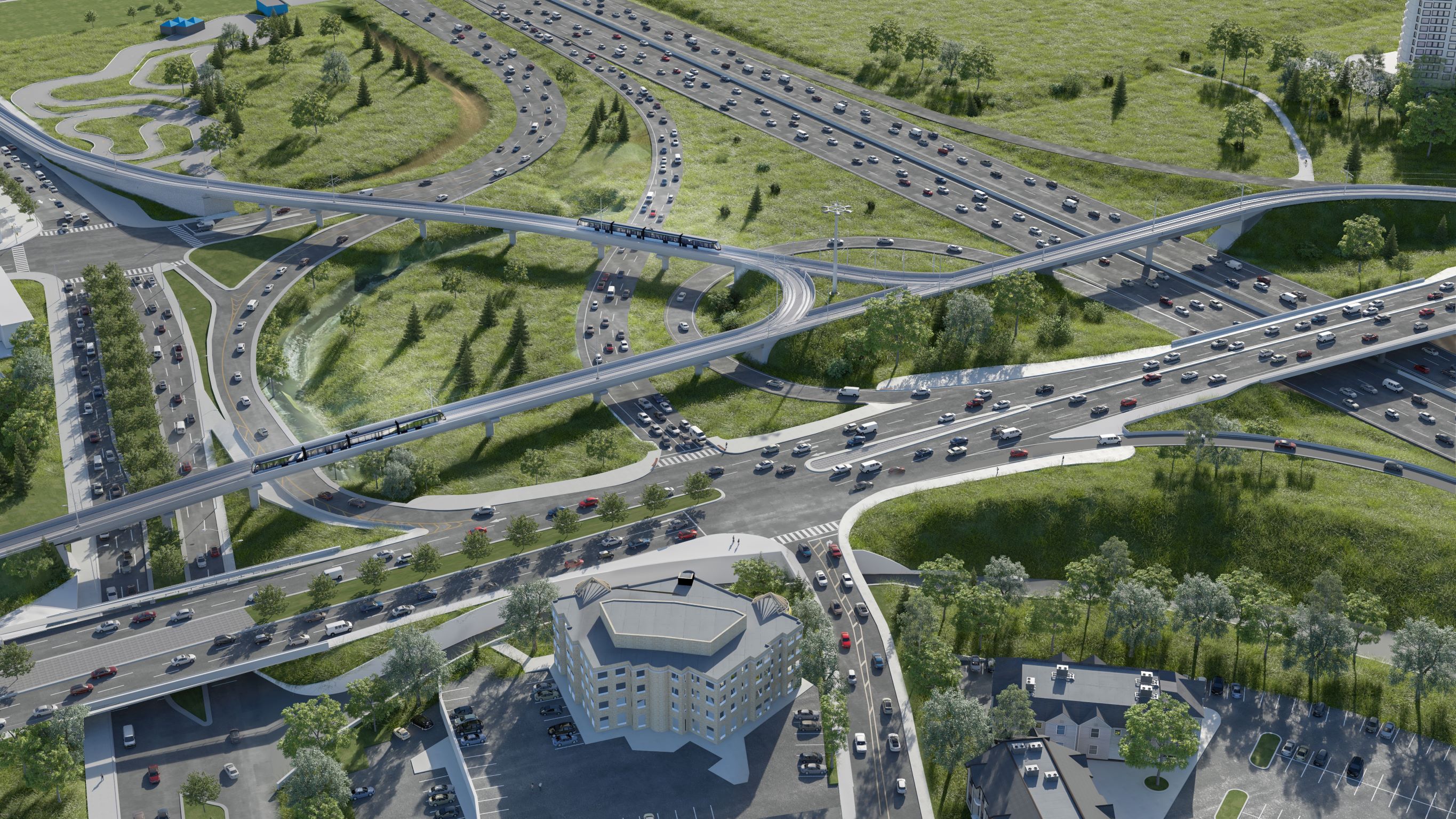 Oct 2019 Hurontario Street and Highway 403 Interchange Aerial View viewing
